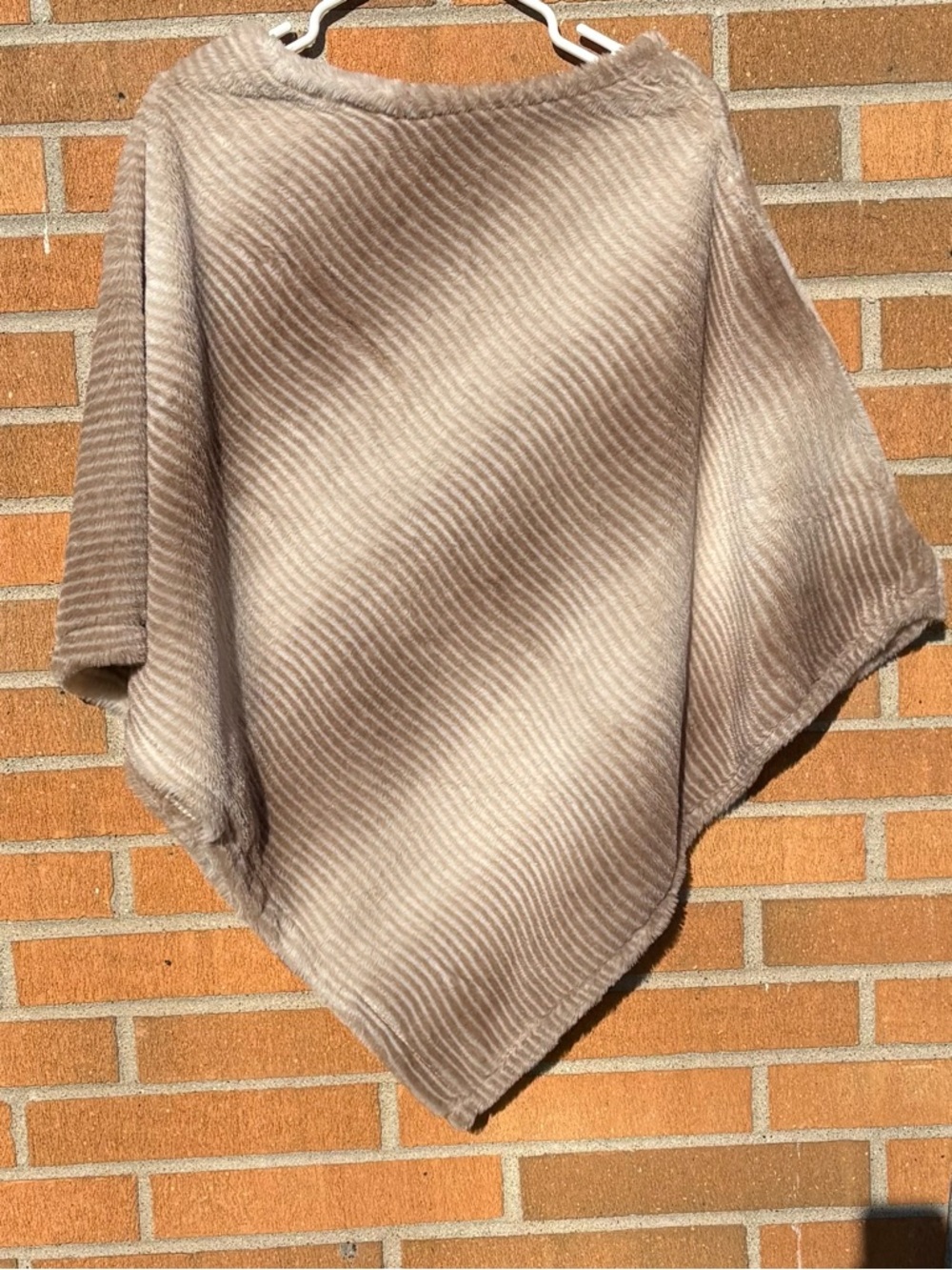 Cozy Taupe Ribbed Poncho Sweater - Women's